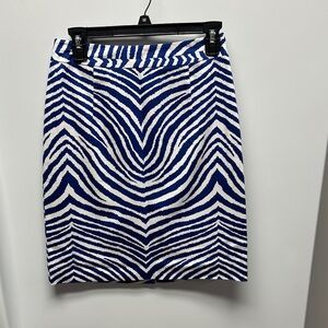Milly Zebra Print Pencil Skirt in Blue and White